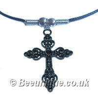 Ornate Black Cross Necklace
